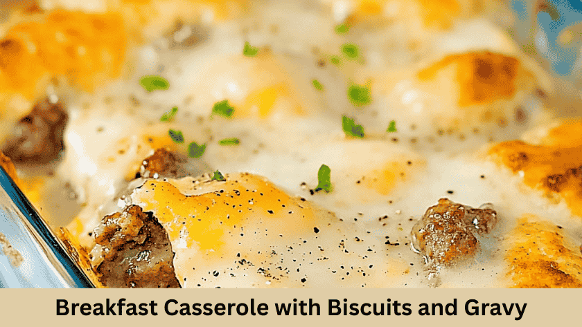 Breakfast Casserole with Biscuits and Gravy