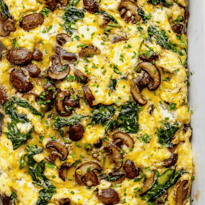 Easy Spinach and Mushroom Breakfast Casserole recipe