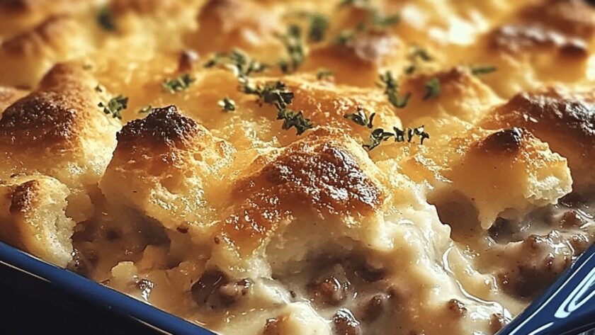 Breakfast Casserole with Biscuits and Hashbrowns