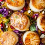 Gordon Ramsay Pan-Seared Scallops with Butternut Squash Purée & Pomegranate-Quince Slaw