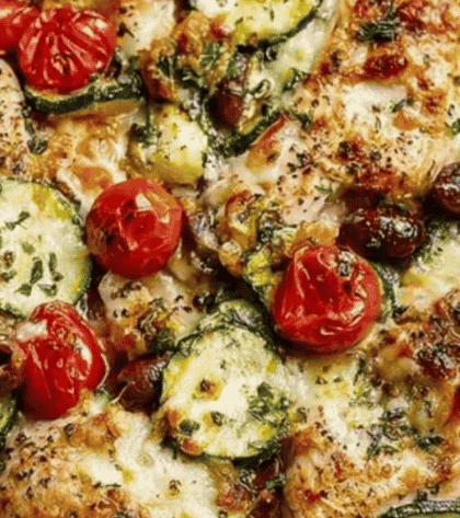 Mediterranean Chicken Zucchini Bake