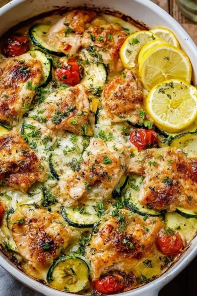 Mediterranean Chicken Zucchini Bake