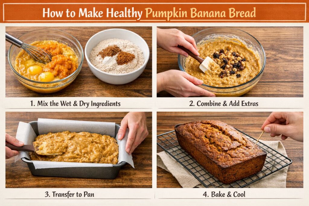 Healthy Pumpkin Banana Bread with No Added Sugar prepration