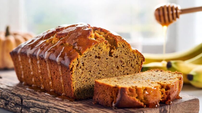 Moist Honey Glazed Pumpkin Banana Bread