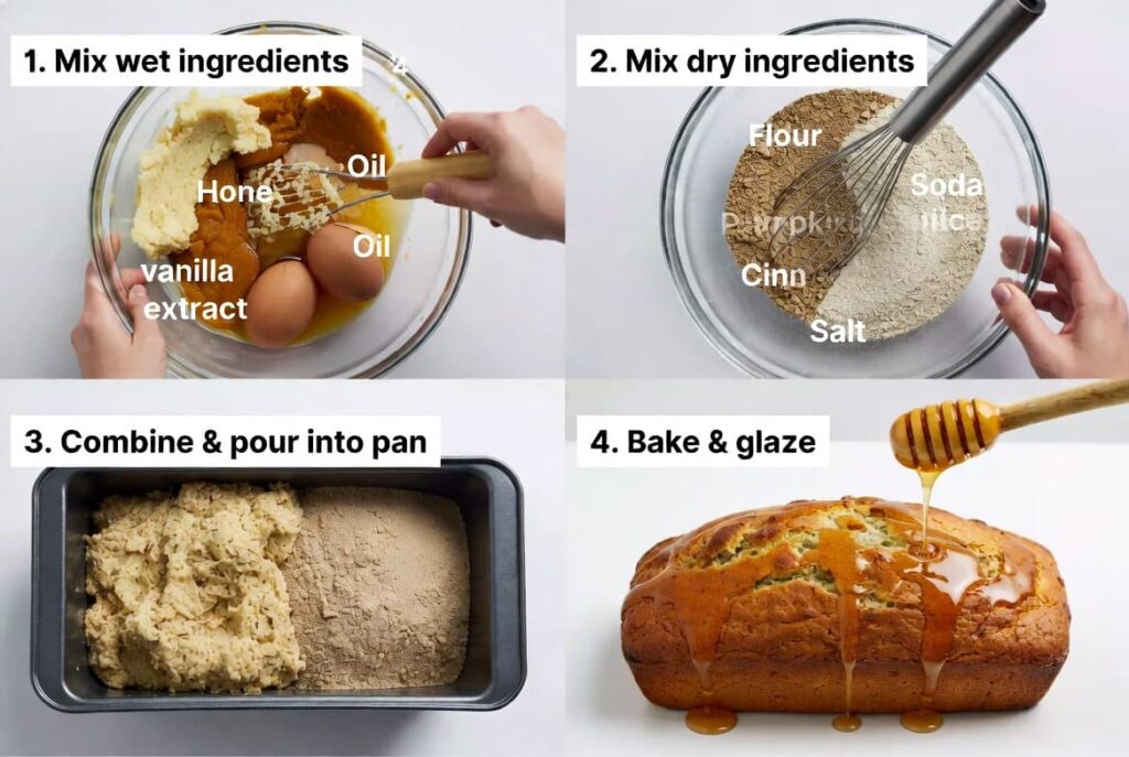 Moist Honey Glazed Pumpkin Banana Bread prepration