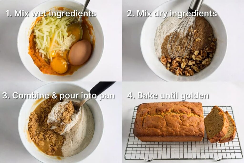 Pumpkin Apple Walnut Loaf prepration