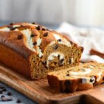 Pumpkin Chocolate Chip Bread with Cream Cheese Swirl