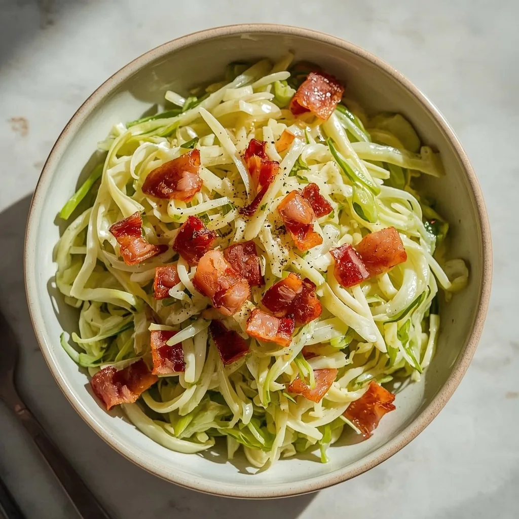Buttered Savoy cabbage with crispy turkey bacon