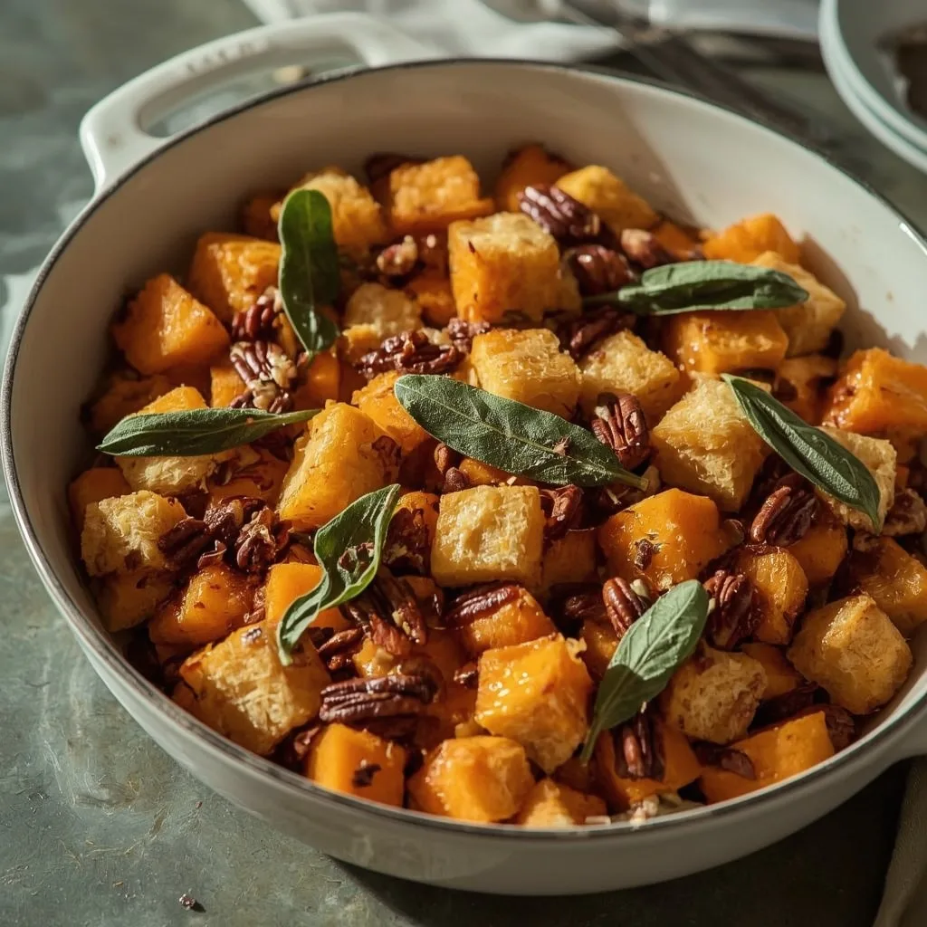 Butternut squash and sage stuffing with toasted pecans
