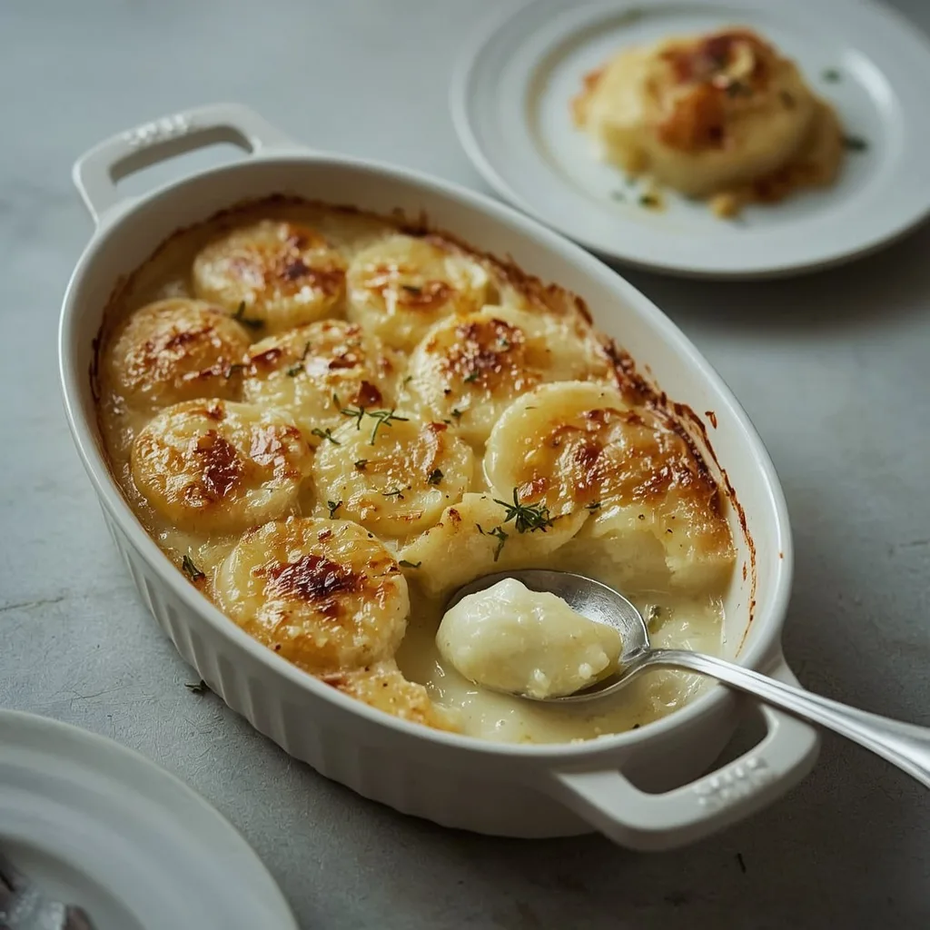 Celeriac gratin with a golden Gruyère crust
