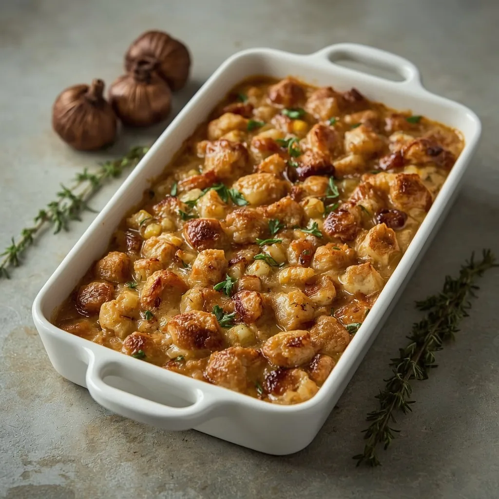 Chestnut and thyme stuffing with roasted chestnuts