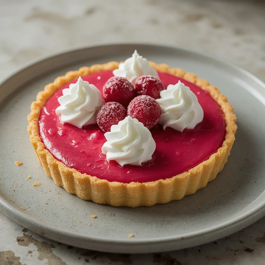 Cranberry curd tart with sugared cranberries