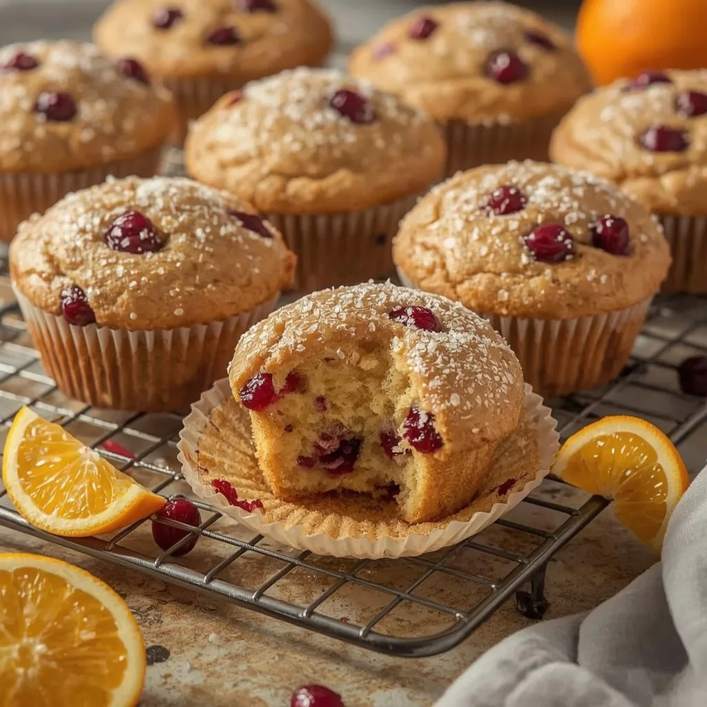 Cranberry orange muffins with sugar tops