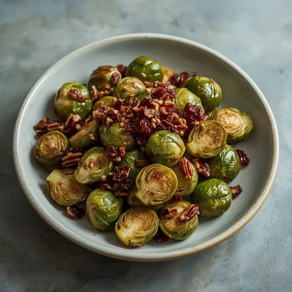 Slow cooker maple Dijon Brussels sprouts with pecans