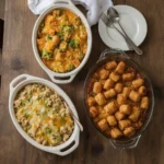 Easy leftover turkey casseroles including broccoli rice, tater tot and biscuit-topped bakes