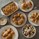 Easy leftover turkey recipes including noodle casserole, hot turkey sandwiches, crescent ring and taquitos