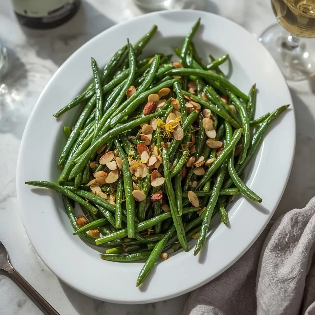 Garlic butter green beans with toasted almonds
