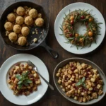 Gordon Ramsay-style stuffing recipes including sage and onion stuffing balls and a herb stuffing wreath