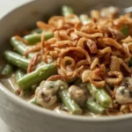 Green Bean Casserole with Fresh Green Beans - recipe card