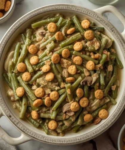 Green Bean Casserole with Ritz Cracker Topping