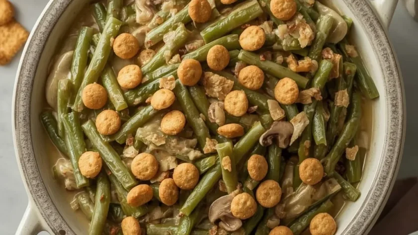 Green Bean Casserole with Ritz Cracker Topping