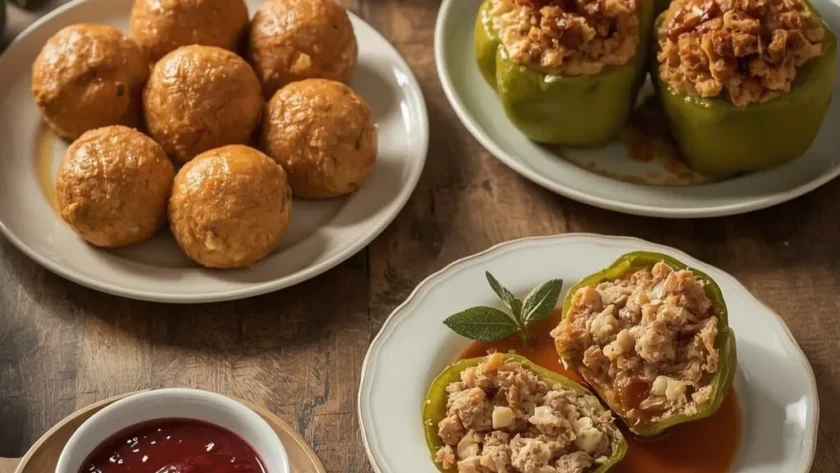 Leftover turkey and stuffing recipes including stuffing balls, stuffing muffins and stuffed peppers