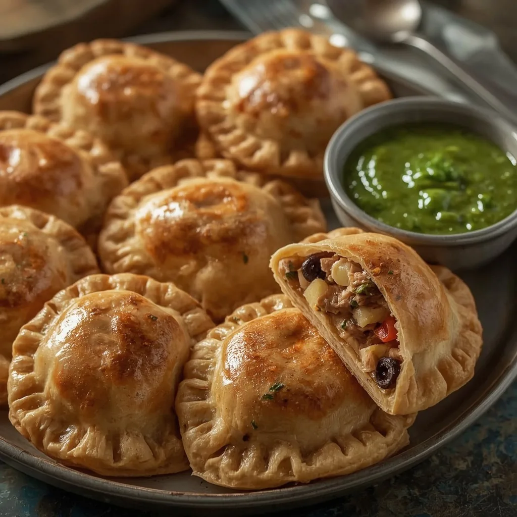 Baked turkey empanadas with chimichurri sauce