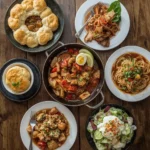 Leftover turkey dinners including biscuit pot pie, ramen, fajitas, gumbo and salad bowls