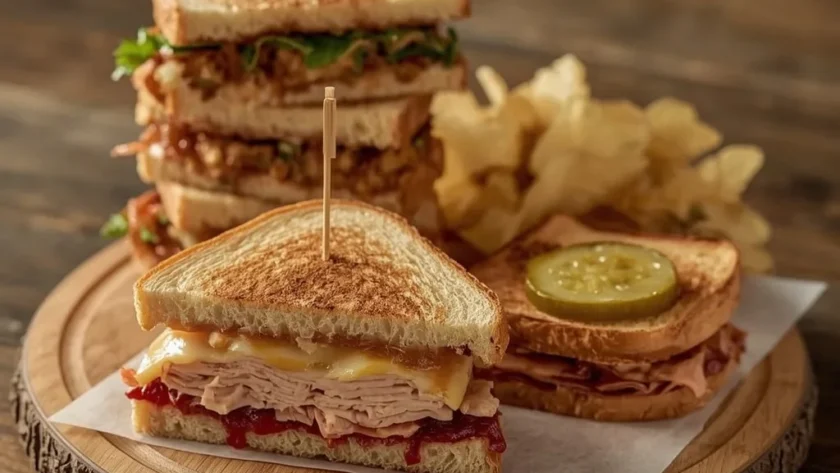 Leftover turkey sandwiches including a Thanksgiving leftover sandwich, grilled cheese and a turkey club