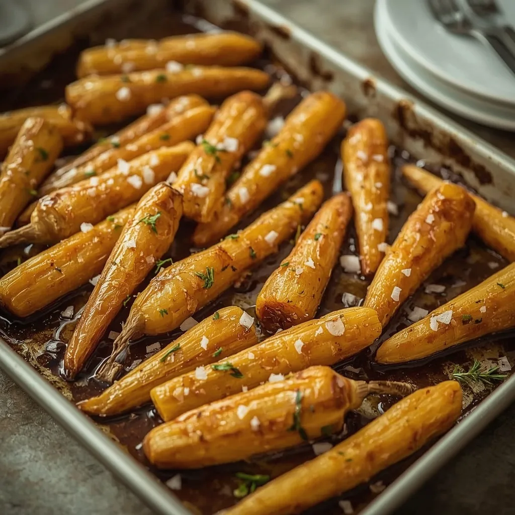 Maple mustard roasted parsnips with thyme