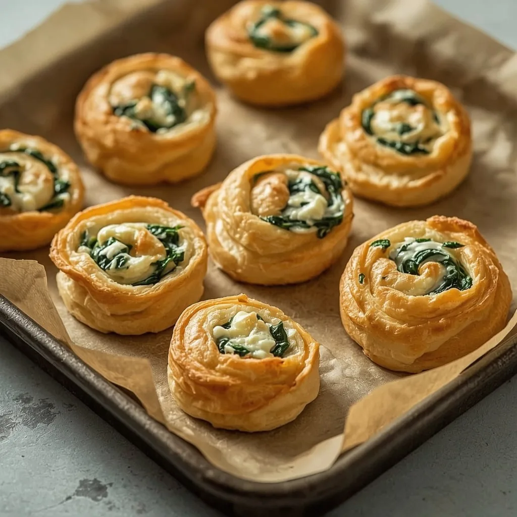 Spinach and cheese puff pastry pinwheels