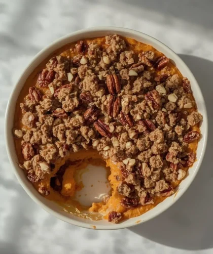 Sweet Potato Casserole with Pecan Topping