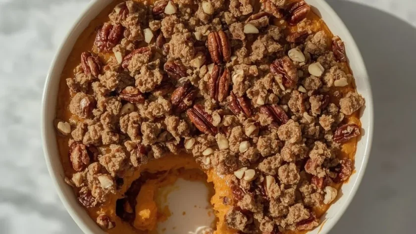 Sweet Potato Casserole with Pecan Topping
