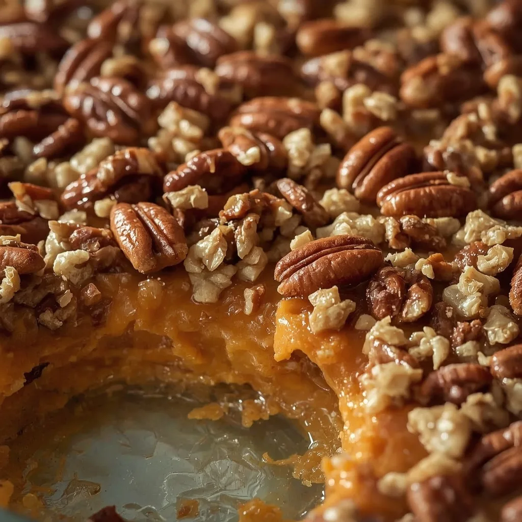 Sweet Potato Casserole with Pecan Topping