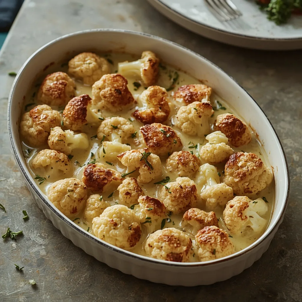 Turkey cauliflower gratin with bubbling Gruyere topping