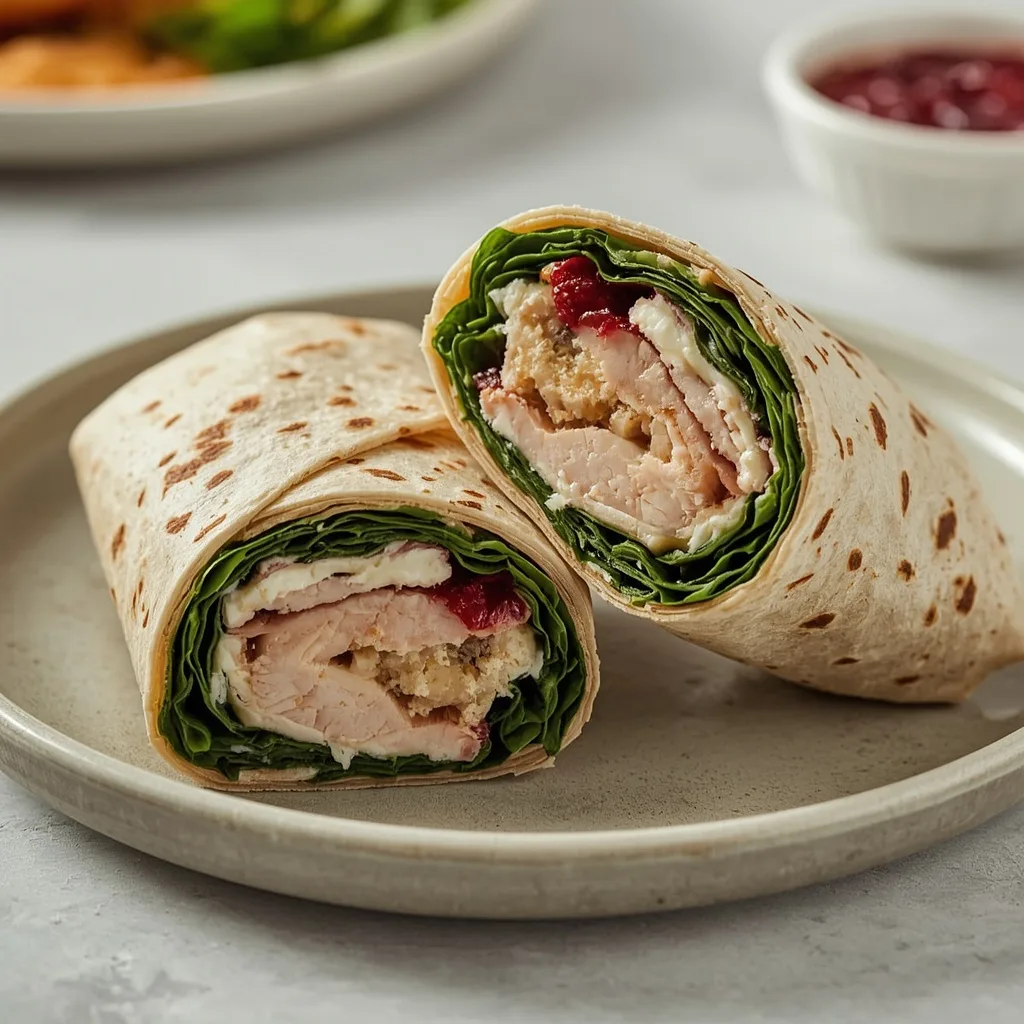 Turkey cranberry wraps with cream cheese and spinach