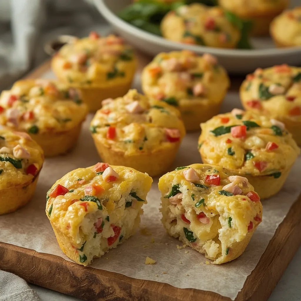 Turkey egg muffins with peppers, spinach and cheddar