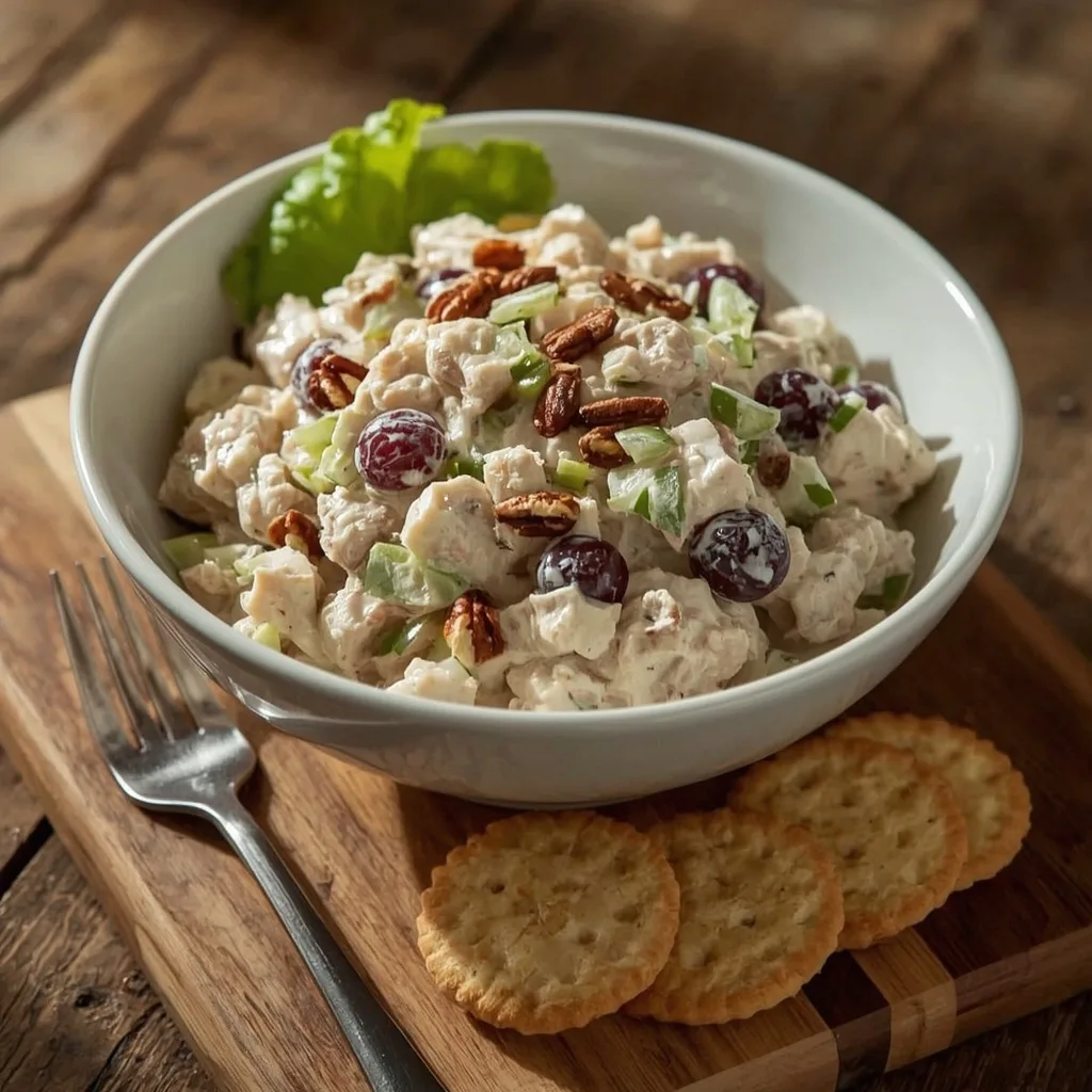 Turkey salad with grapes, celery and pecans in lettuce cups