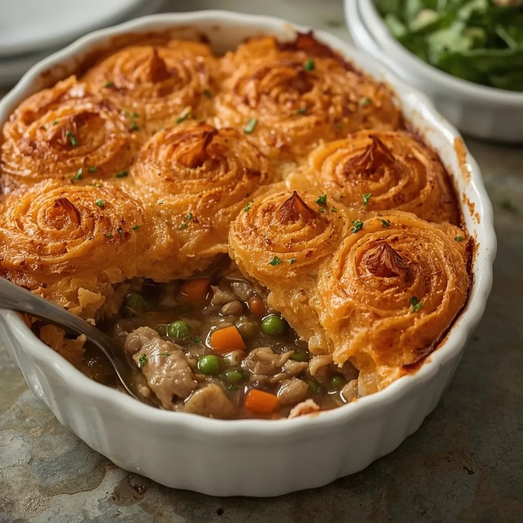 Turkey shepherd's pie topped with browned sweet potato mash